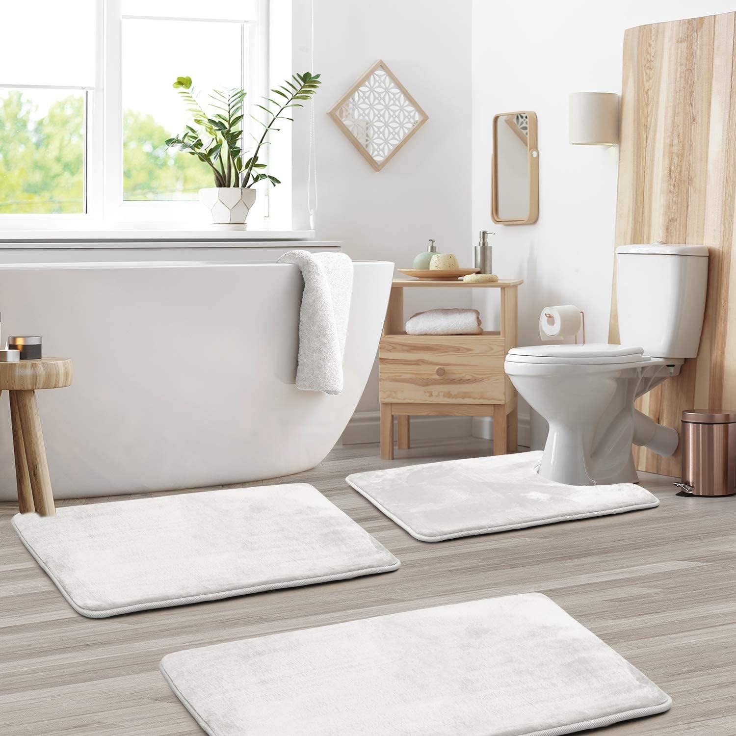 3-Piece Memory Foam Bath Mat Set – Non-slip, Absorbent, Washable