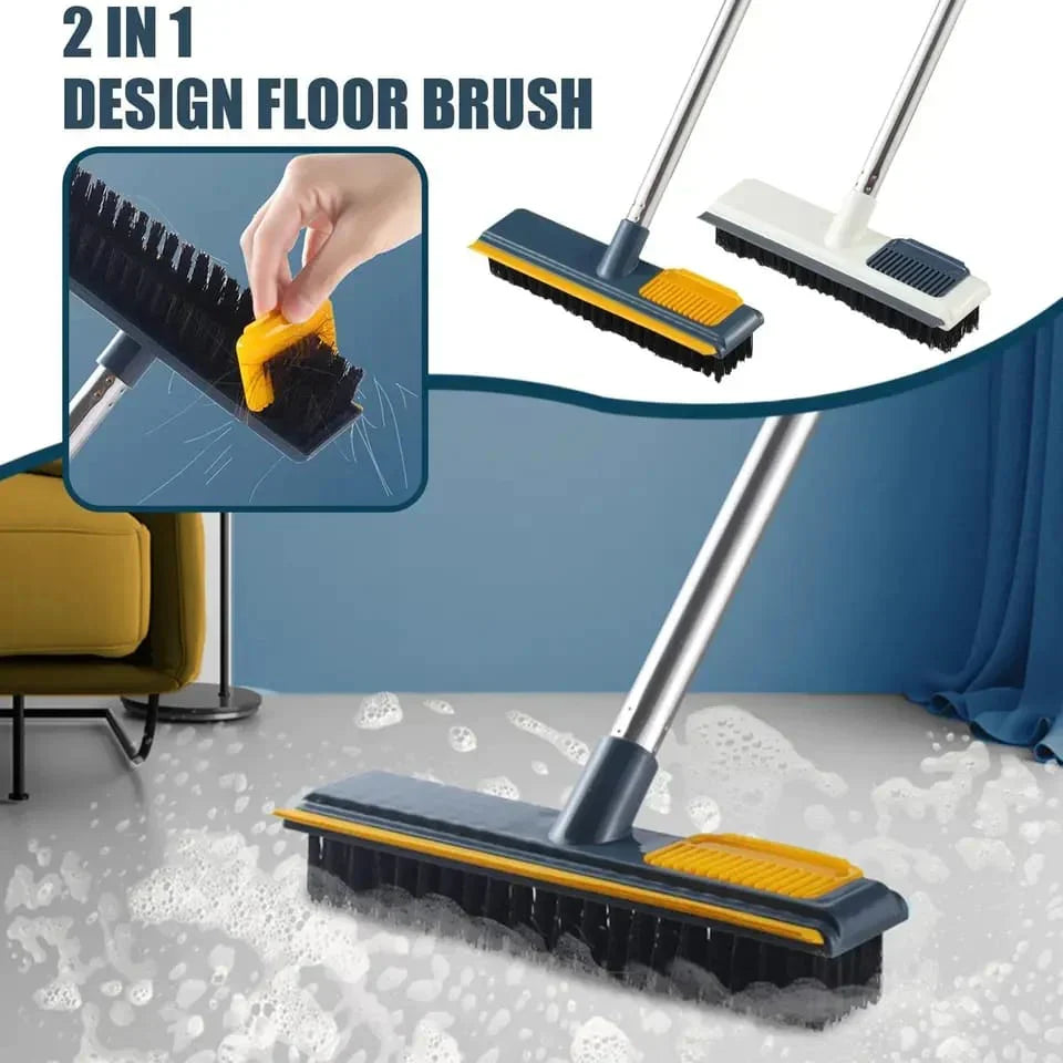 2-in-1 Floor Cleaning Brush with Long Handle
