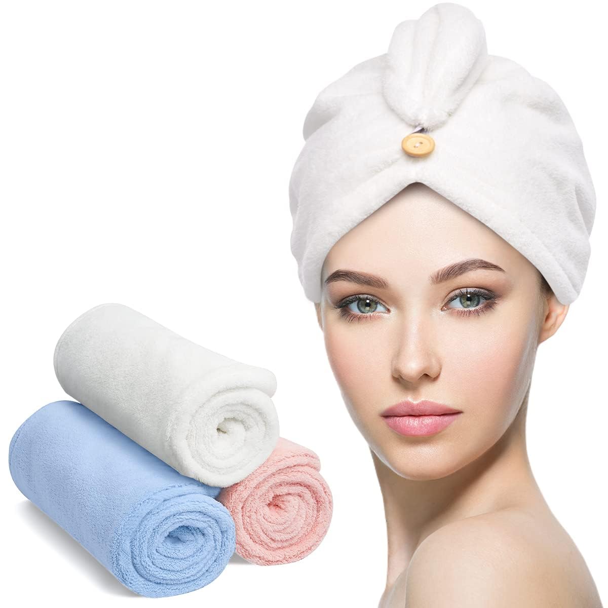 3 Pack of Microfiber Hair Towel Wraps for Women – Highly Absorbent