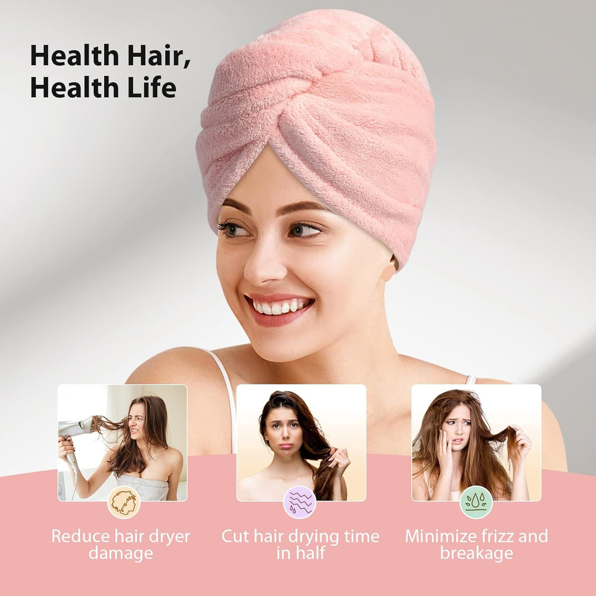 3 Pack of Microfiber Hair Towel Wraps for Women – Highly Absorbent