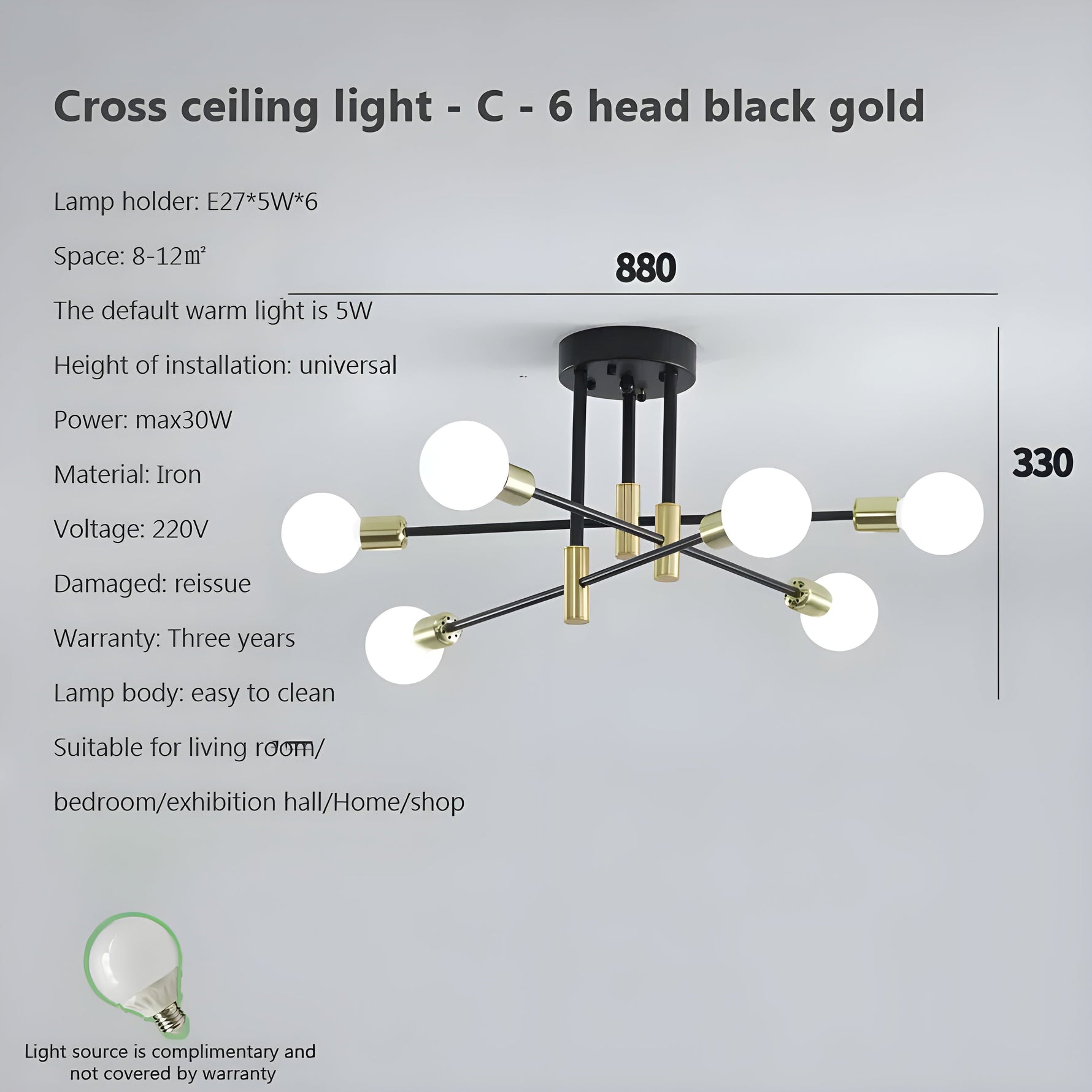 Creative LED Pendant Light - Vintage Antique Gold Chandelier for Living Room and Dining Room