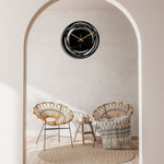 Elegant Metal Wall Clock – Timeless Black with Golden Hands